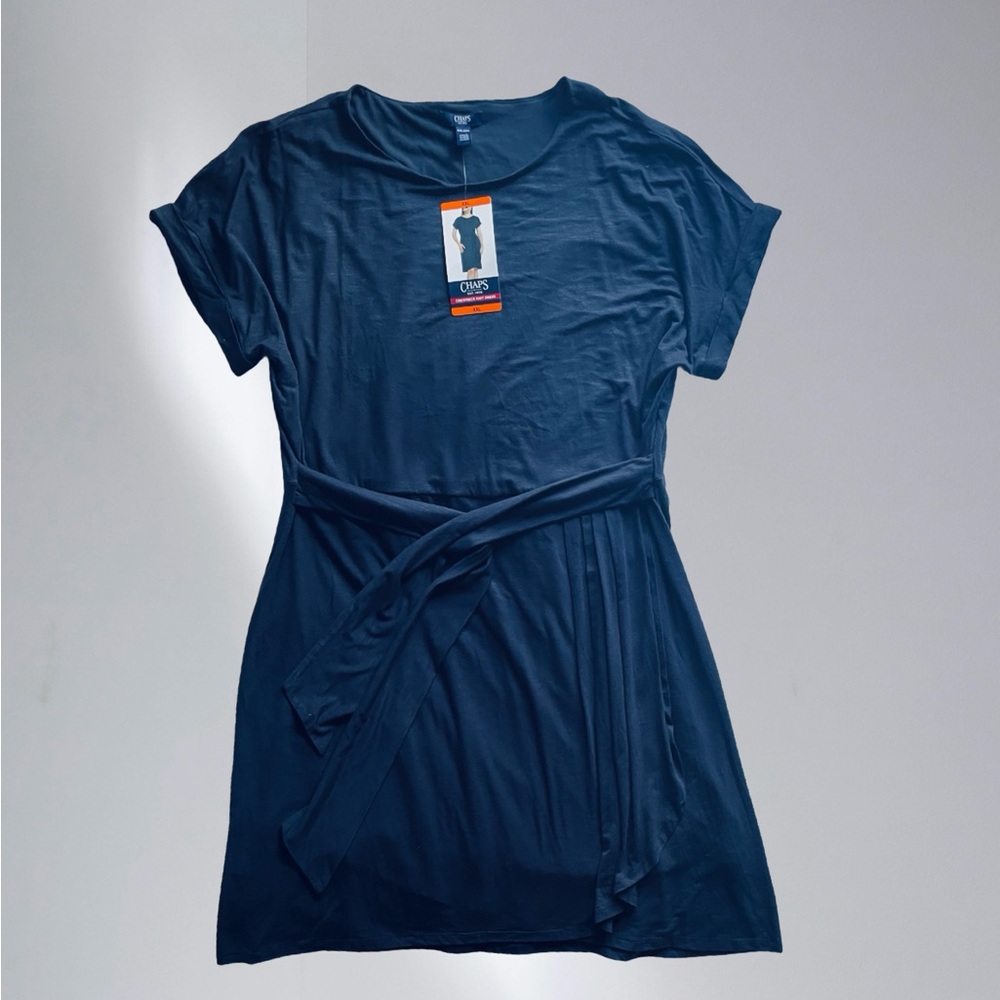 Chaps Navy Blue Dress with belt XXL